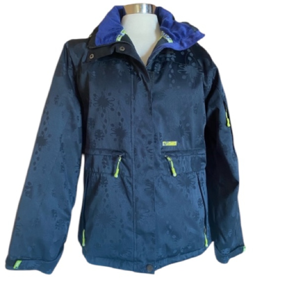 Liquid Venture Womens Ski Jacket Large Black Waterproof 500mm Removable Hood